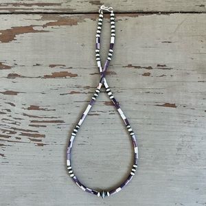 SOLD Wampum Quahog & Desert Pearl Necklace 16 inches